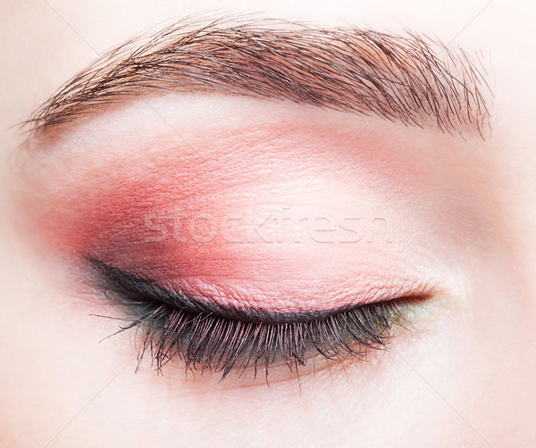 Female closed eye and brows with day makeup Stock photo © zastavkin
