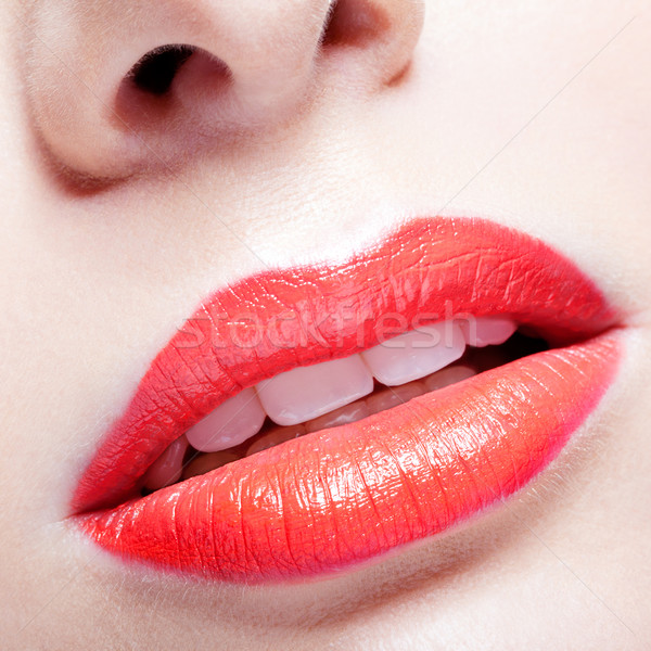 [[stock_photo]]: Lèvres · maquillage · portrait · jeunes · lèvres · rouges