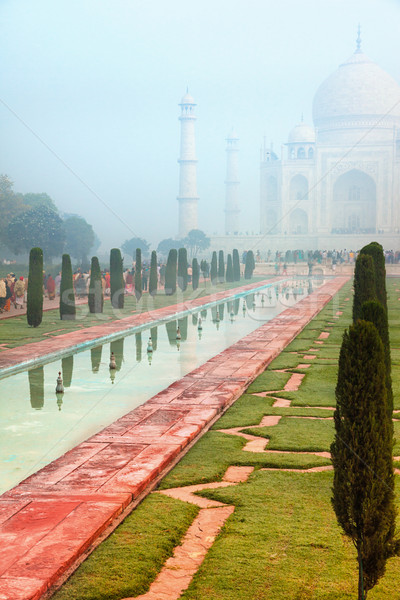 Taj Mahal misty matin caché pâle brouillard [[stock_photo]] © zastavkin