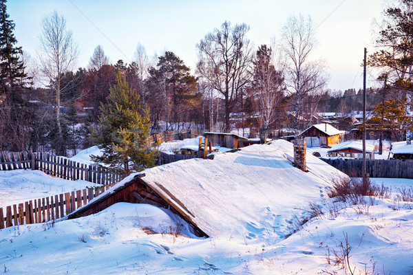 Siberian village at winter Stock photo © zastavkin