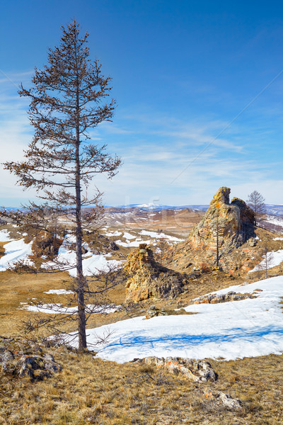 Plusz skał jezioro syberia niebo drzewo Zdjęcia stock © zastavkin