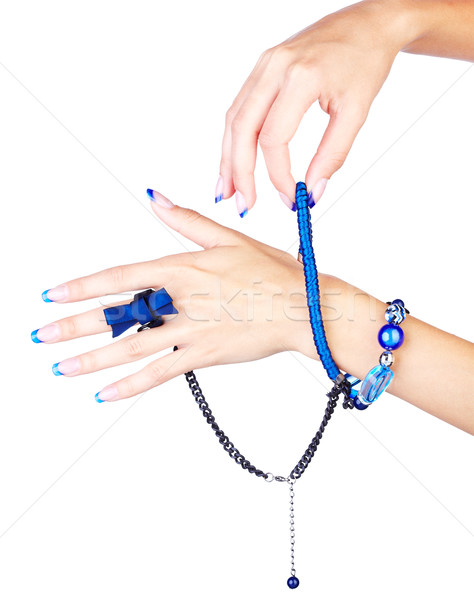 hands with beads Stock photo © zastavkin