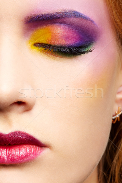 Primer plano mujer hermosa mitad cara retrato Foto stock © zastavkin