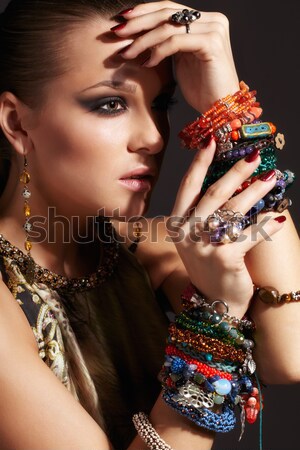 Maux de tête portrait belle jeunes brunette femme [[stock_photo]] © zastavkin