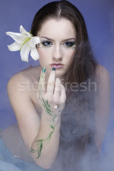 Frumos sirena fată portret fata frumoasa floare Imagine de stoc © zastavkin