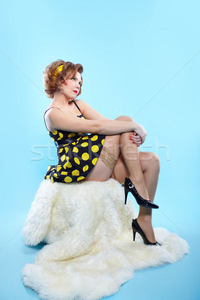 Pinup fille portrait up style rétro posant [[stock_photo]] © zastavkin