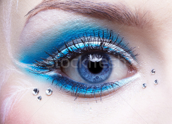 Foto stock: Mujer · ojo · maquillaje · azul · blanco · nina
