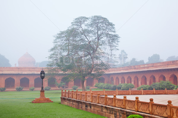 Stockfoto: Tuin · ochtend · mist · formeel · Taj · Mahal · hemel