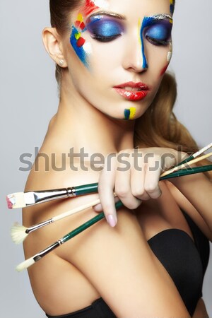 gorgeous woman in mask Stock photo © zastavkin