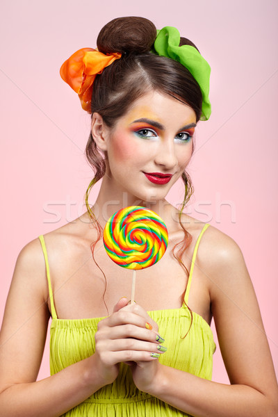 beautiful model with lollipop Stock photo © zastavkin