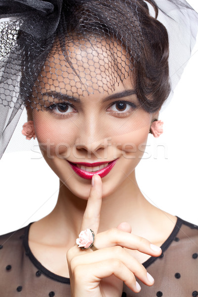Young woman  with finger on lips Stock photo © zastavkin