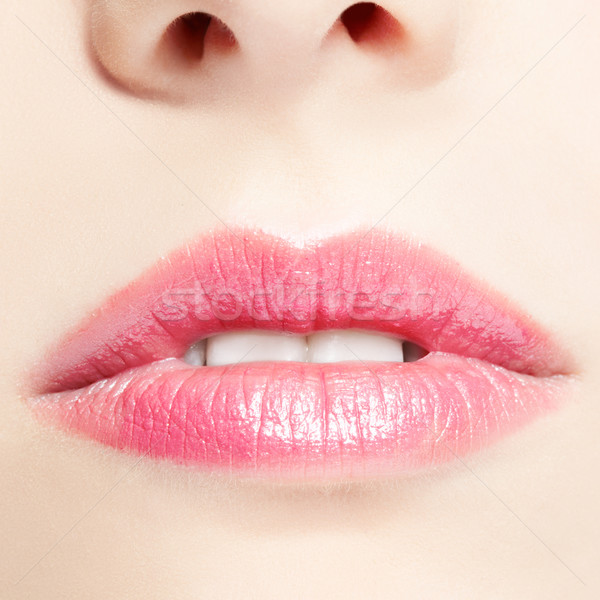 Lèvres maquillage portrait belle jeune femme Photo stock © zastavkin