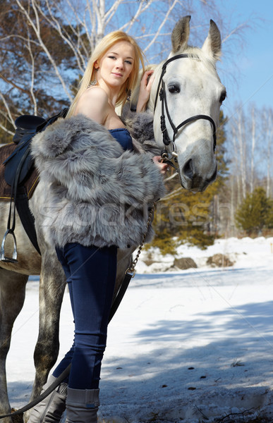 Stock photo: Woman and horse