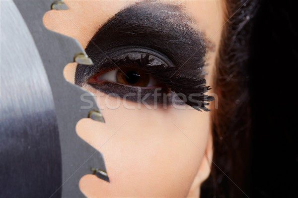 girl with circular saw Stock photo © zastavkin