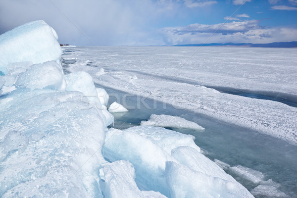 зима льда пейзаж озеро небе синий Сток-фото © zastavkin