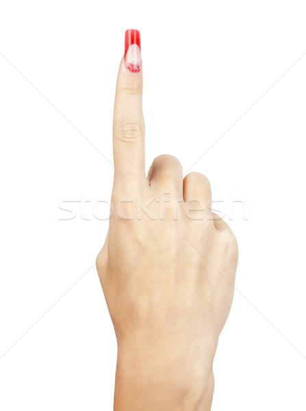 Acrílico unhas manicure mão vermelho francês Foto stock © zastavkin