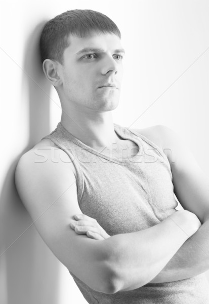 Genç yakışıklı adam portre kot Stok fotoğraf © zastavkin