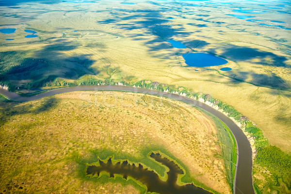Luftbild nördlich Landschaften Wasser Landschaft Hintergrund Stock foto © zastavkin