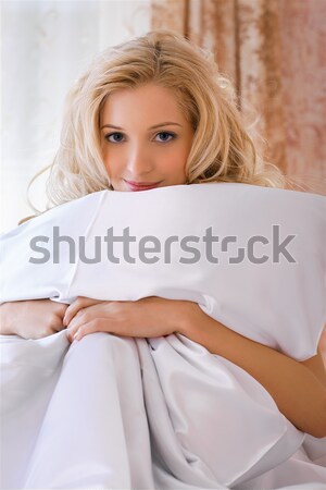 beautiful girl in bedroom Stock photo © zastavkin