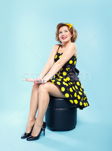 Pinup fille portrait up style rétro visage [[stock_photo]] © zastavkin