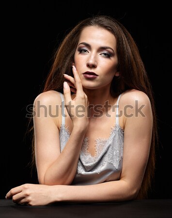 Brunette femme miroir portrait jeunes belle [[stock_photo]] © zastavkin