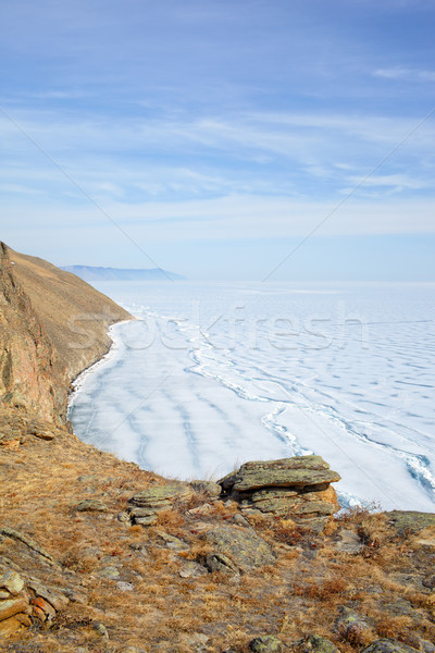 Foto stock: Invierno · aire · libre · vista · congelado · lago · cielo