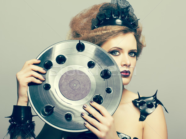 Femme robe vinyle disque record mains [[stock_photo]] © zastavkin