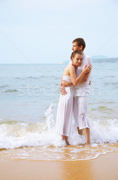 Romántica Pareja playa aire libre retrato jóvenes Foto stock © zastavkin