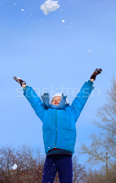 Young girl playing with snow Stock photo © zastavkin