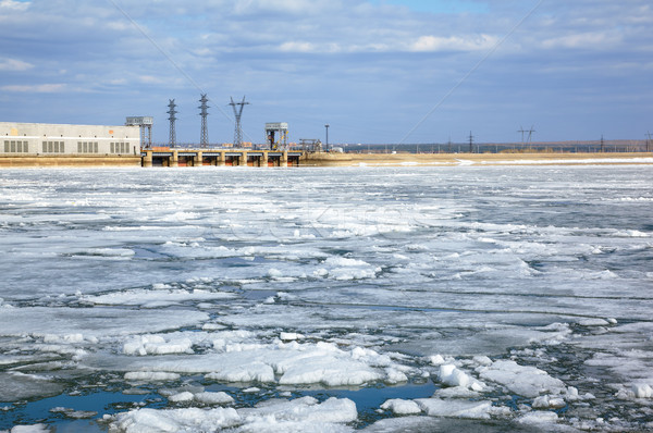 Ice drift and hydropower station Stock photo © zastavkin