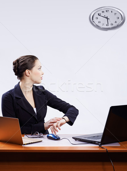 businesswoman with two laptops Stock photo © zastavkin