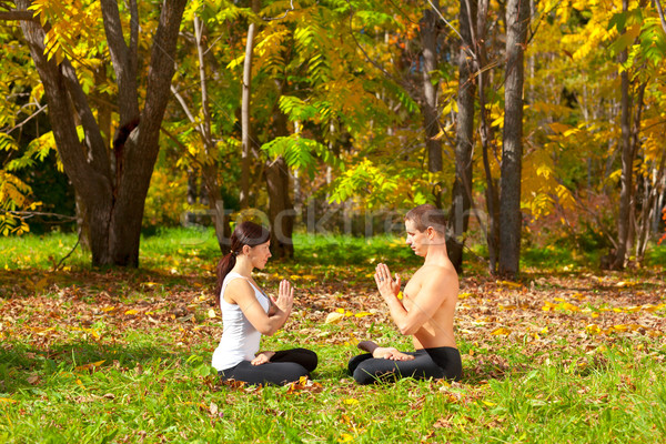 Stock photo: yoga padmasana pose