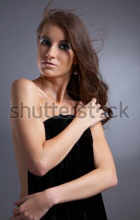 model in black dress Stock photo © zastavkin