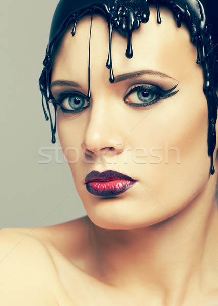 Nő ruha bakelit lemez lány arc Stock fotó © zastavkin