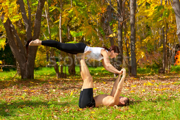 Tantra yoga attrattivo uomo donna pratica Foto d'archivio © zastavkin