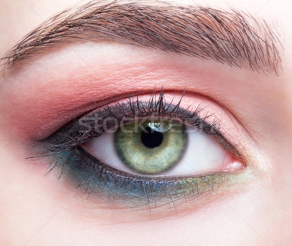 female eye zone and brows with day makeup Stock photo © zastavkin