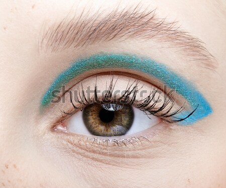 Stock foto: Mädchen · Make-up · Porträt · schönen · blau