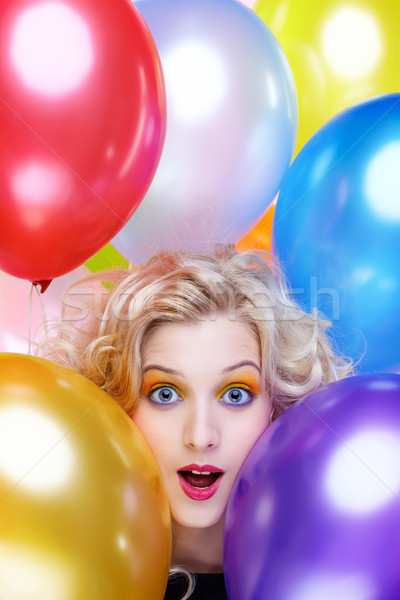 女孩 氣球 肖像 美麗 感到驚訝 商業照片 © zastavkin