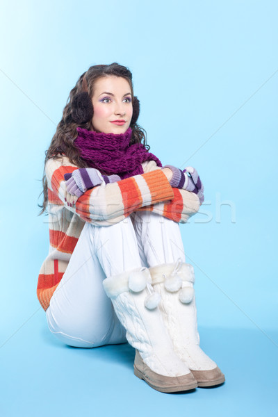 Séance femme jeunes jolie femme hiver robe [[stock_photo]] © zastavkin