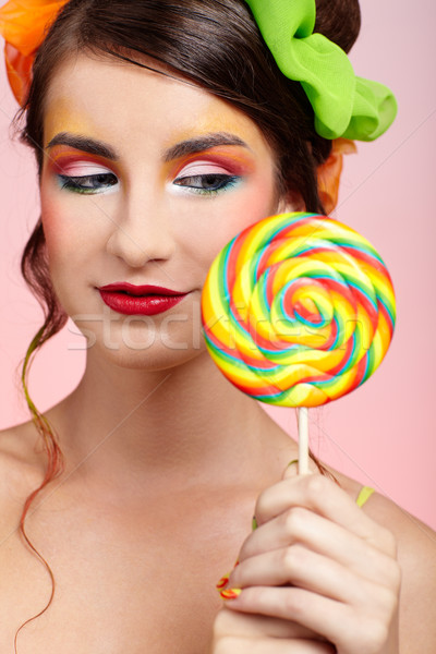 beautiful model with lollipop Stock photo © zastavkin