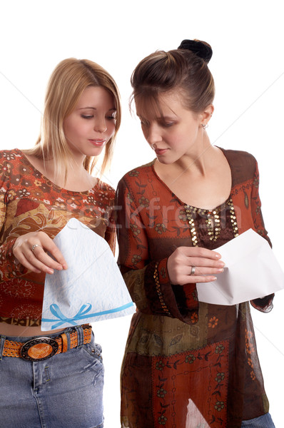 Girls with envelope Stock photo © zastavkin