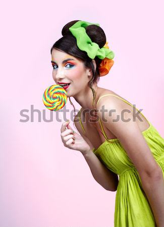 beautiful model with lollipop Stock photo © zastavkin