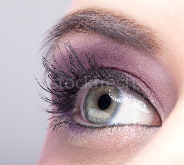 Erschossen weiblichen Augen Make-up rosa Farbe Stock foto © zastavkin
