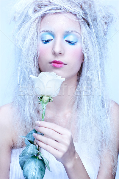 Fagyott tündér közelkép portré gyönyörű szőke nő Stock fotó © zastavkin