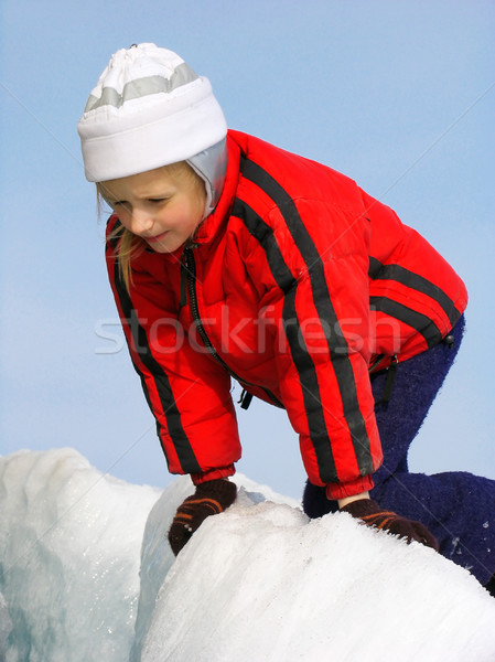 Lány néz törés fiatal lány jég mező Stock fotó © zastavkin