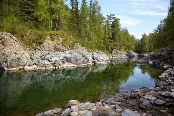 Photo stock: Rivière · montagne · ciel · bois · forêt · nature