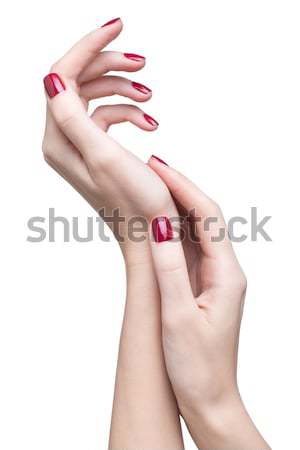 hands with red manicure Stock photo © zastavkin