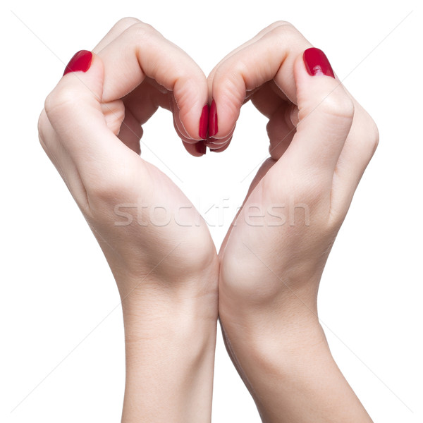 hands with red manicure Stock photo © zastavkin