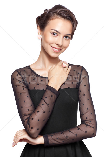 Сток-фото: Vintage · платье · молодые · счастливым · улыбающаяся · женщина