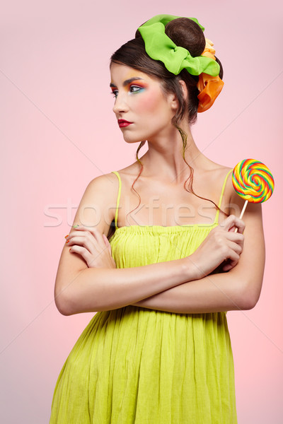 beautiful model with lollipop Stock photo © zastavkin